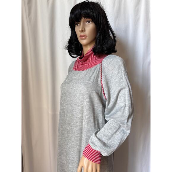 American Vintage Sears JR Bazaar turtleneck maxi dress sleeved gray red medium - Picture 13 of 16